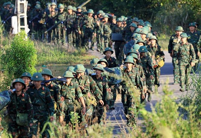 Cán bộ, chiến sĩ Sư đoàn 346 - Đoàn Lam Sơn thực hiện chuyến hành quân dã ngoại theo kế hoạch thường niên của đơn vị. Ảnh: Tuấn Anh - TTXVN