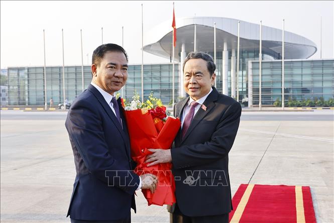 Lễ tiễn Chủ tịch Quốc hội Trần Thanh Mẫn tại Sân bay quốc tế Nội Bài, Hà Nội. Ảnh: Doãn Tấn - TTXVN