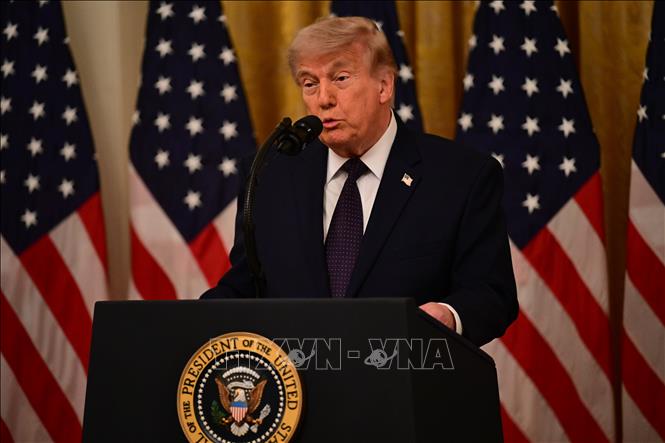 Tổng thống Mỹ Donald Trump phát biểu tại Washington, D.C. Ảnh: AA/TTXVN phát
