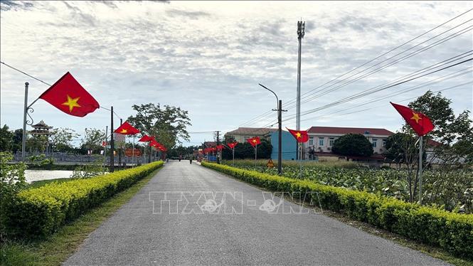 Mô hình “Đường cờ Tổ quốc” đang tạo điểm nhấn cho diện mạo nông thôn, góp phần thực hiện các tiêu chí xây dựng nông thôn mới tại Thanh Hóa. Ảnh Khiếu Tư - TTXVN