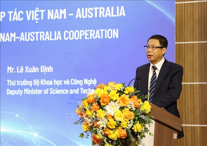 Thứ trưởng Bộ Khoa học và Công nghệ Lê Xuân Định phát biểu tại Diễn đàn. Ảnh: Thu Phương - TTXVN