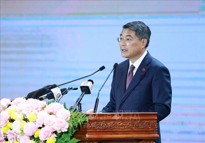 Thủ tướng Lê Minh Hưng phát biểu tại Hội nghị công bố Quy hoạch tỉnh Hưng Yên thời kỳ 2021 - 2030, tầm nhìn đến năm 2050. Ảnh: Dương Giang – TTXVN 
