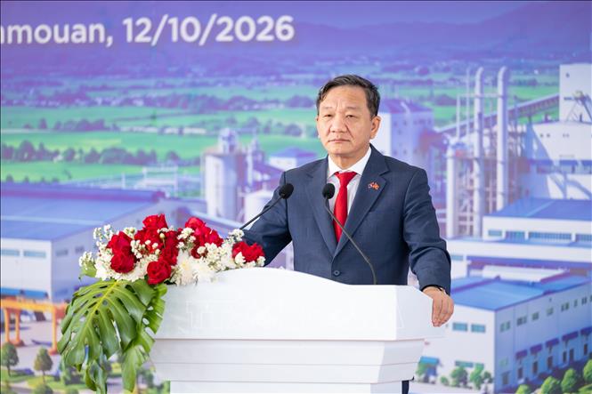 Ông Nguyễn Minh Tâm - Đại sứ Việt Nam tại Lào phát biểu. Ảnh: TTXVN phát
