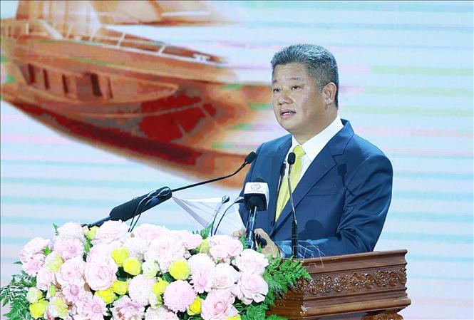 Chủ tịch UBND tỉnh Hưng Yên Nguyễn Mạnh Quyền phát biểu. Ảnh: Dương Giang – TTXVN 
