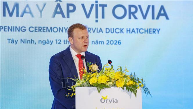 Ông Johan Van Den Ban, Tổng Giám đốc De Heus Việt Nam và Châu Á, phát biểu. Ảnh: Minh Phú – TTXVN