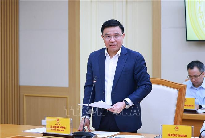 Bộ trưởng Bộ Công thương Lê Mạnh Hùng phát biểu. Ảnh: Dương Giang – TTXVN
