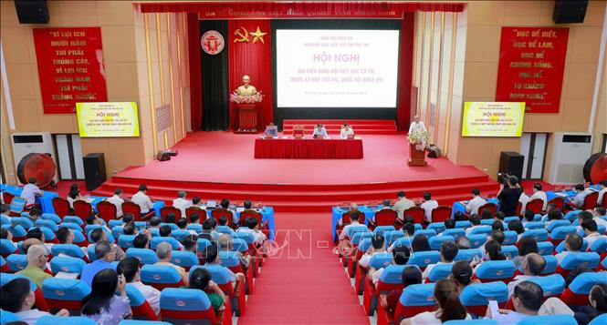 Quang cảnh Hội nghị tiếp xúc cử tri. Ảnh: Thu Hương - TTXVN