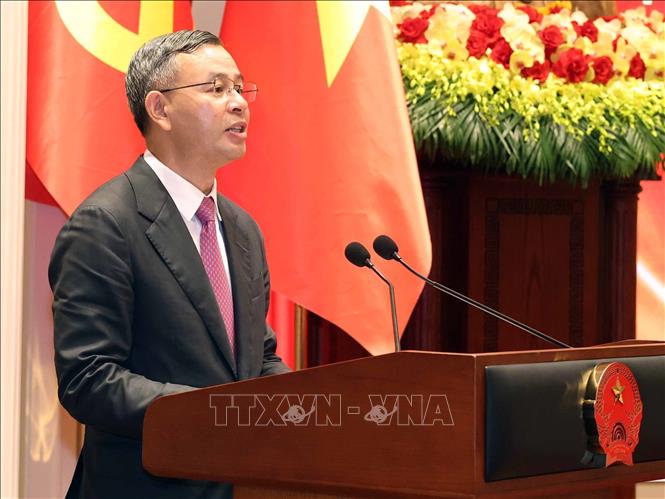 Đồng chí Ngô Văn Tuấn, Ủy viên Trung ương Đảng, Bộ trưởng Bộ Tài chính phát biểu. Ảnh: Thống Nhất – TTXVN