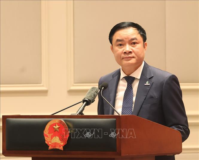 Ông Lê Ngọc Sơn, Chủ tịch Hội đồng thành viên Tập đoàn Công nghiệp - Năng lượng Quốc gia Việt Nam phát biểu . Ảnh: Thống Nhất – TTXVN