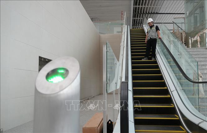 Trang thiết bị đã đưa hoàn thành lắp đặt tại nhà ga sân bay Long Thành. Ảnh: Công Phong - TTXVN