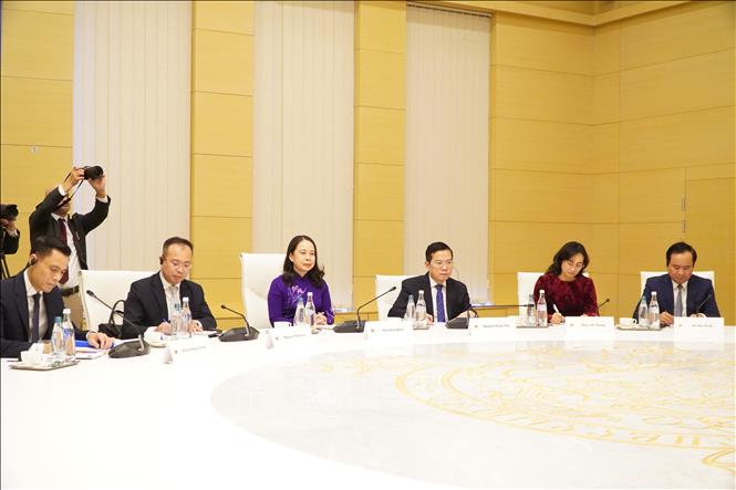 Phó Chủ tịch nước Võ Thị Ánh Xuân tại hội đàm với Thủ tướng Gruzia. Ảnh: Tâm Hằng - PV TTXVN tại Đông Âu