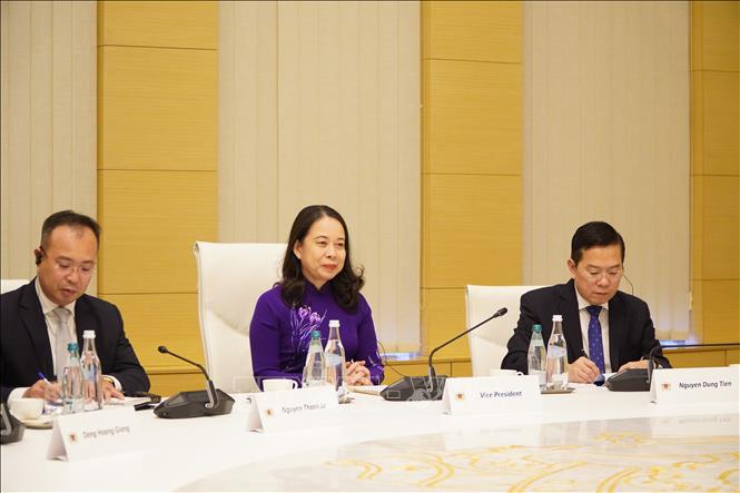 Phó Chủ tịch nước Võ Thị Ánh Xuân tại hội đàm với Thủ tướng Gruzia. Ảnh: Tâm Hằng - PV TTXVN tại Đông Âu