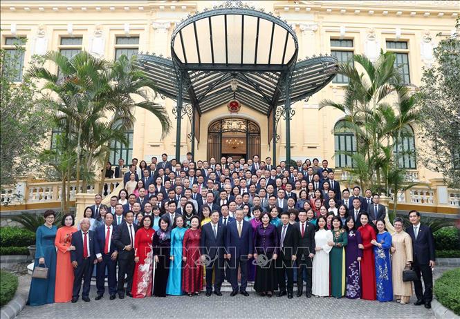 Tổng Bí thư, Chủ tịch nước Tô Lâm gặp mặt doanh nghiệp tiêu biểu nhân Ngày Doanh nhân Việt Nam (10/2026). Ảnh: Thống Nhất – TTXVN 