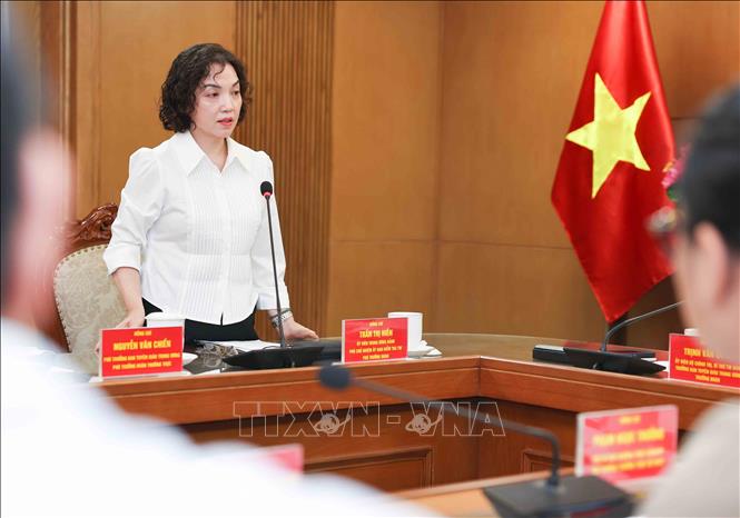 Đồng chí Trần Thị Hiền, Ủy viên Trung ương Đảng, Phó Chủ nhiệm Ủy ban Kiểm tra Trung ương, Phó trưởng Đoàn giám sát phát biểu. Ảnh: Thanh Tùng - TTXVN
