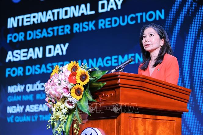 Bà Pauline Tamesis, Điều phối viên thường trú LHQ tại Việt Nam phát biểu. Ảnh: Lê Đông - TTXVN