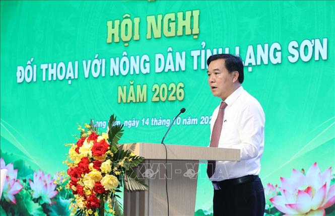 Giám đốc Sở Nông nghiệp và Môi trường tỉnh Lạng Sơn Nguyễn Hữu Chiến phát biểu định hướng nội dung Hội nghị. Ảnh: Anh Tuấn – TTXVN
