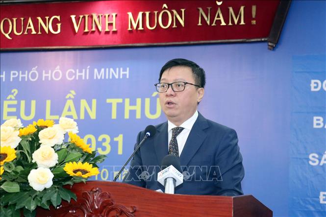 Ông Lê Quốc Minh, Ủy viên Trung ương Đảng, Tổng biên tập Báo Nhân Dân, Chủ tịch Hội Nhà báo Việt Nam, phát biểu chỉ đạo tại Đại hội. Ảnh: Tiến Lực - TTXVN