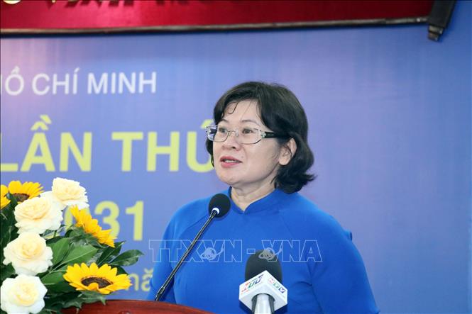 Phó Bí thư Thành ủy Thành phố Hồ Chí Minh Văn Thị Bạch Tuyết phát biểu chỉ đạo tại Đại hội. Ảnh: Tiến Lực - TTXVN