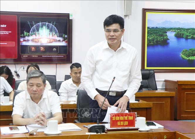 Giám đốc Sở Văn hóa, Thể thao và Du lịch tỉnh Phú Thọ phát biểu tại hội nghị. Ảnh: Thu Hương - TTXVN
