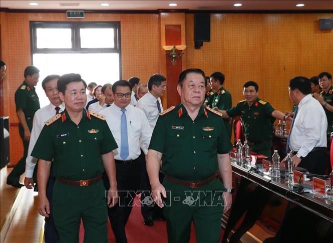 Đại tướng Nguyễn Trọng Nghĩa, Ủy viên Bộ Chính trị, Bí thư Trung ương Đảng, Chủ nhiệm Tổng cục Chính trị QĐND Việt Nam và các đại biểu dự hội nghị.  Ảnh: Trọng Đức - TTXVN