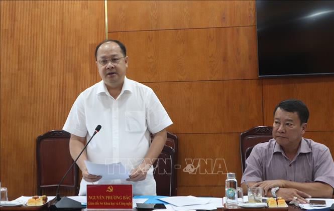 Giám đốc Sở Khoa học và Công nghệ Nguyễn Phương Bấc phát biểu. Ảnh: Tuấn Phi - TTXVN 