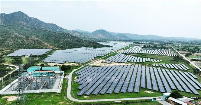 Trang trại điện mặt trời của Công ty Cổ phần Điện mặt trời Licogi 16, ở xã Vĩnh Hải, tỉnh Khánh Hoà. Ảnh: Vũ Sinh - TTXVN