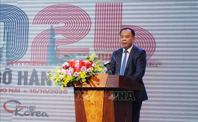 Ông Võ Tấn Đức, Phó Bí thư Thành ủy Đồng Nai, phát biểu tại hội nghị. Ảnh: Công Phong - TTXVN