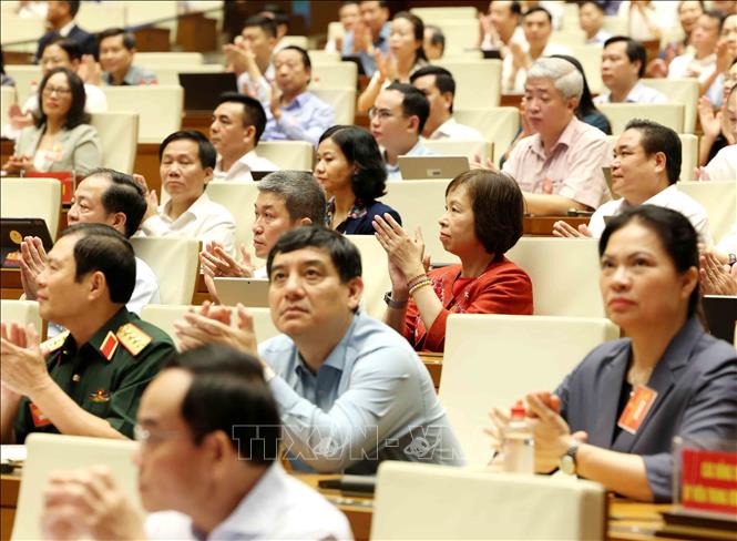 Các đại biểu dự hội nghị tại điểm cầu Trung tâm - Phòng họp Diên Hồng, Nhà Quốc hội (Hà Nội). Ảnh: Phương Hoa – TTXVN