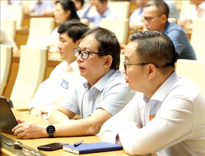 Các đại biểu dự hội nghị tại điểm cầu Trung tâm - Phòng họp Diên Hồng, Nhà Quốc hội (Hà Nội). Ảnh: Phương Hoa – TTXVN