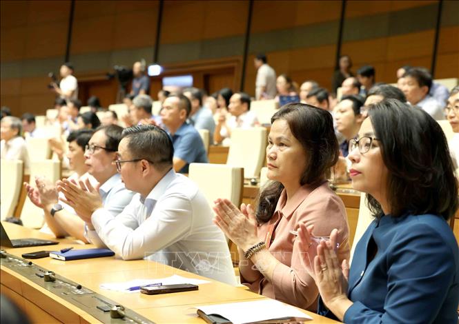 Các đại biểu dự hội nghị tại điểm cầu Trung tâm - Phòng họp Diên Hồng, Nhà Quốc hội (Hà Nội). Ảnh: Phương Hoa – TTXVN