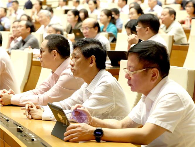 Các đại biểu dự hội nghị tại điểm cầu Trung tâm - Phòng họp Diên Hồng, Nhà Quốc hội (Hà Nội). Ảnh: Phương Hoa – TTXVN