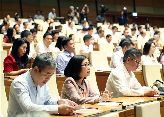 Các đại biểu dự hội nghị tại điểm cầu Trung tâm - Phòng họp Diên Hồng, Nhà Quốc hội (Hà Nội). Ảnh: Thống Nhất – TTXVN