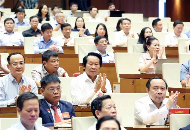 Các đại biểu dự hội nghị tại điểm cầu Trung tâm - Phòng họp Diên Hồng, Nhà Quốc hội (Hà Nội). Ảnh: Thống Nhất – TTXVN