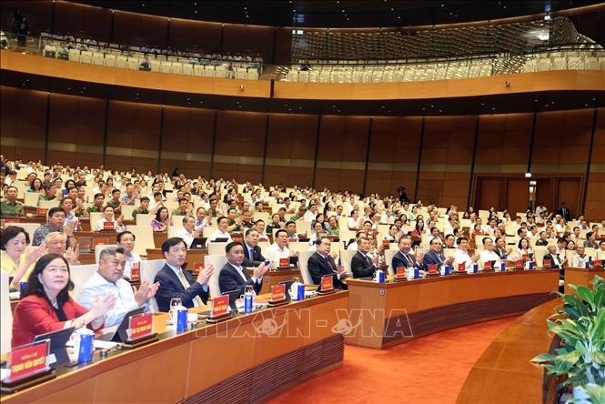 Các đại biểu dự hội nghị tại điểm cầu Trung tâm - Phòng họp Diên Hồng, Nhà Quốc hội (Hà Nội). Ảnh: Thống Nhất – TTXVN