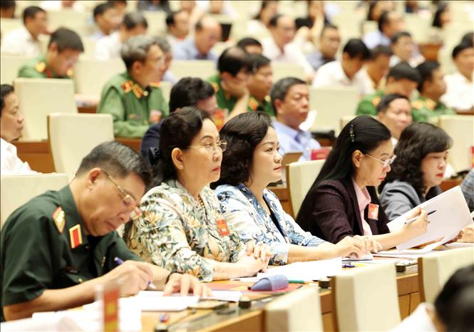 Các đại biểu dự hội nghị tại điểm cầu Trung tâm - Phòng họp Diên Hồng, Nhà Quốc hội (Hà Nội). Ảnh: Phương Hoa – TTXVN