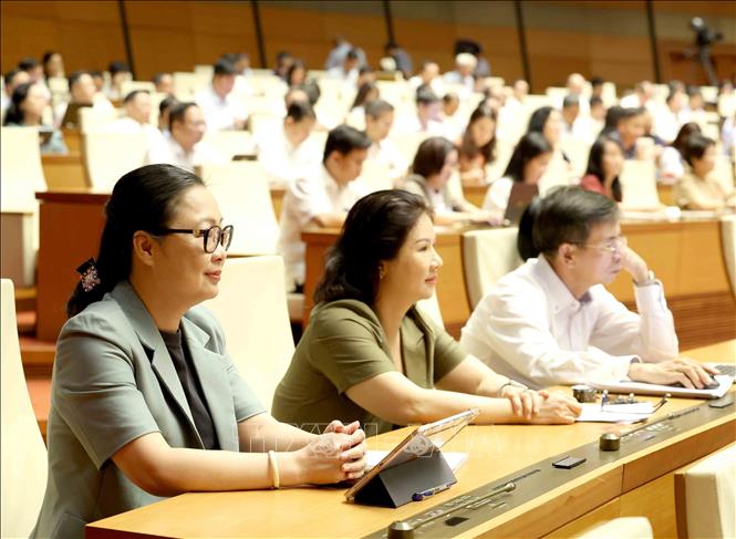 Các đại biểu dự hội nghị tại điểm cầu Trung tâm - Phòng họp Diên Hồng, Nhà Quốc hội (Hà Nội). Ảnh: Phương Hoa – TTXVN