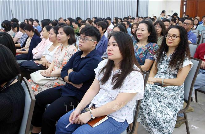 Đảng viên thuộc Đảng bộ Thông tấn xã Việt Nam tham dự Hội nghị trực tuyến tại điểm cầu trụ sở Thông tấn Quốc gia (5 Lý Thường Kiệt, Hà Nội). Ảnh: Phạm Kiên - TTXVN