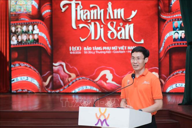 Ông Nguyễn Thanh Nam, Phó Hiệu trưởng Trường Cao đẳng FPT Polytechnic phát biểu tại sự kiện “Thanh âm di sản”. Ảnh: Phan Phương – TTXVN