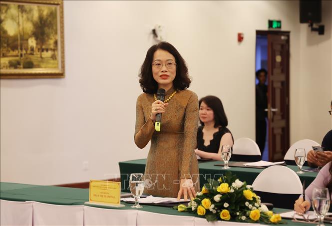 Bà Phạm Thị Thanh Ngà, Viện trưởng Viện Khoa học Khí tượng Thủy văn Môi trường và Biển, Bộ Nông nghiệp và Môi trường, phát biểu tại Hội thảo. Ảnh: Hồng Đạt - TTXVN