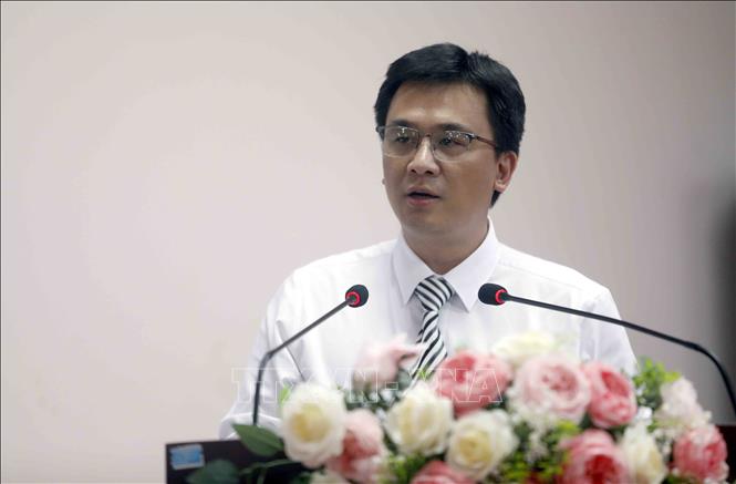 Chủ tịch UBND xã Bình Thuận Đỗ Ngọc Quang phát biểu. Ảnh: Quang Quyết - TTXVN