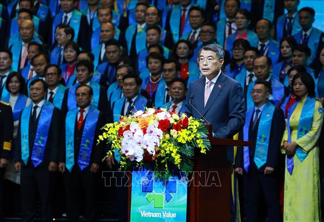Thủ tướng Lê Minh Hưng phát biểu tại Lễ công bố sản phẩm đạt Thương hiệu quốc gia Việt Nam lần thứ 10 - năm 2026. Ảnh: Dương Giang – TTXVN
