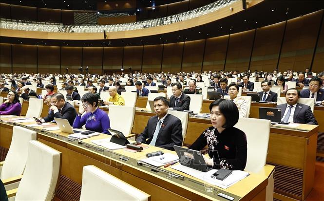 Đoàn đại biểu Quốc hội tỉnh Quảng Ngãi dự khai mạc Kỳ họp thứ hai, Quốc hội khóa XVI. Ảnh: Doãn Tấn - TTXVN