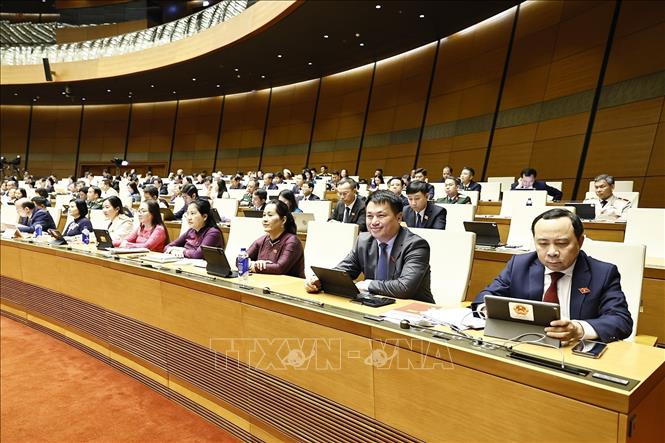 Đoàn đại biểu Quốc hội tỉnh Quảng Ngãi dự khai mạc Kỳ họp thứ hai, Quốc hội khóa XVI. Ảnh: Doãn Tấn - TTXVN