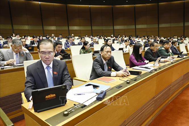 Đoàn đại biểu Quốc hội tỉnh Tây Ninh dự khai mạc Kỳ họp thứ hai, Quốc hội khóa XVI. Ảnh: Doãn Tấn - TTXVN