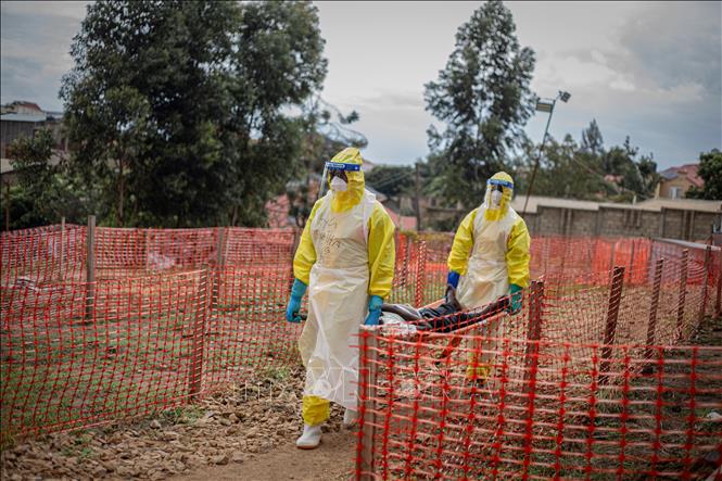 Nhân viên y tế chuyển bệnh nhân Ebola tới trung tâm điều trị ở Bunia, thủ phủ tỉnhh Ituri, CHDC Congo ngày 13/10/2026. Ảnh: THX/TTXVN phát