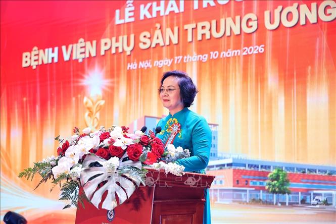 Bí thư Trung ương Đảng, Phó Thủ tướng Chính phủ Phạm Thị Thanh Trà phát biểu tại lễ khai trương Bệnh viện Phụ sản Trung ương cơ sở 2. Ảnh: Phạm Tuấn Anh - TTXVN