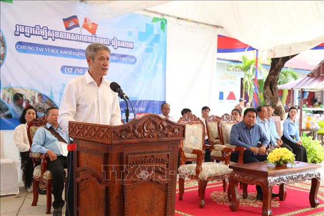 Đại sứ Nguyễn Minh Vũ phát biểu tại chương trình. Ảnh: Minh Hưng - PV TTXVN tại Campuchia