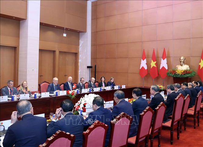 Tổng Bí thư, Chủ tịch nước Tô Lâm hội đàm với Tổng thống Thụy Sĩ Guy Parmelin. Ảnh: Thống Nhất – TTXVN
