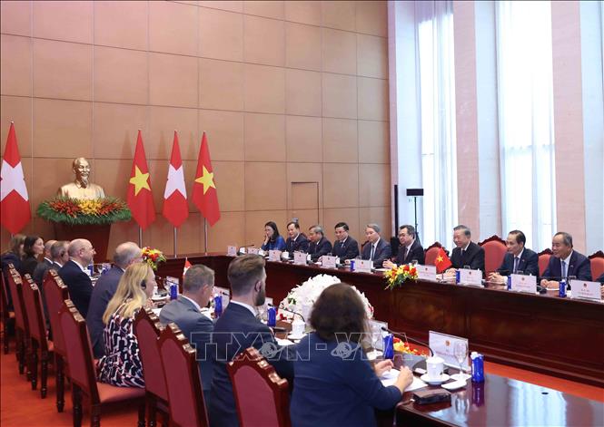 Tổng Bí thư, Chủ tịch nước Tô Lâm hội đàm với Tổng thống Thụy Sĩ Guy Parmelin. Ảnh: Thống Nhất – TTXVN
