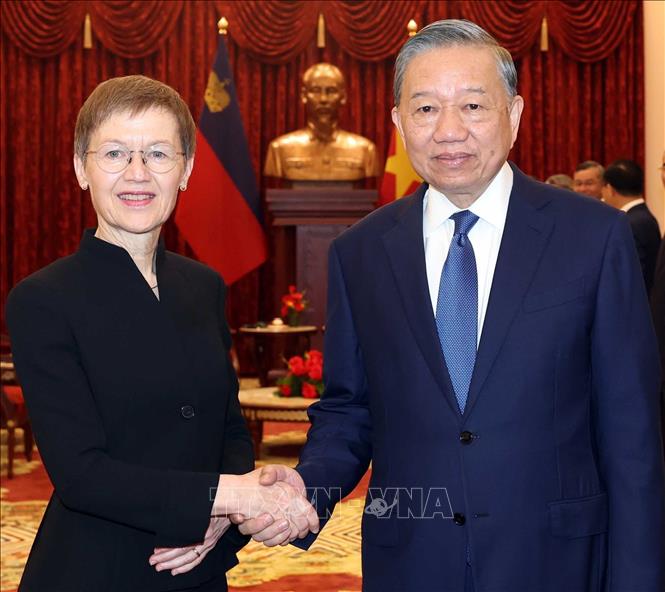 Tổng Bí thư, Chủ tịch nước Tô Lâm tiếp Thủ tướng Công quốc Liechtenstein Brigitte Haas. Ảnh: Thống Nhất – TTXVN